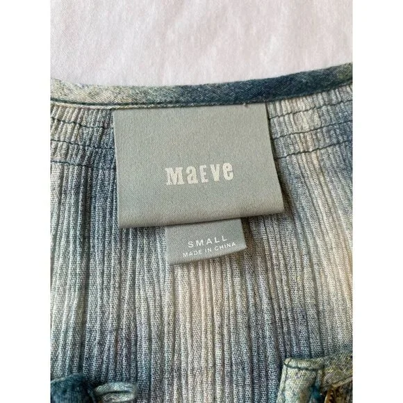 Anthropologie Maeve Women's Small Plaid Tunic Top 100% Rayon Button Front - Picture 3 of 8